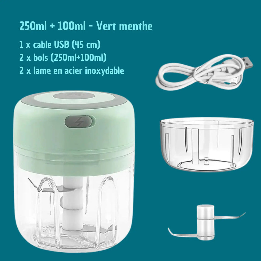 Hachoir à viande électrique, hachoir rotatif, broyeur à presse, coupe-légumes et oignon, accessoires de cuisine, 100ml, 250ml Gadgetsdecooking