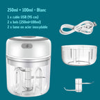 Hachoir à viande électrique, hachoir rotatif, broyeur à presse, coupe-légumes et oignon, accessoires de cuisine, 100ml, 250ml Gadgetsdecooking