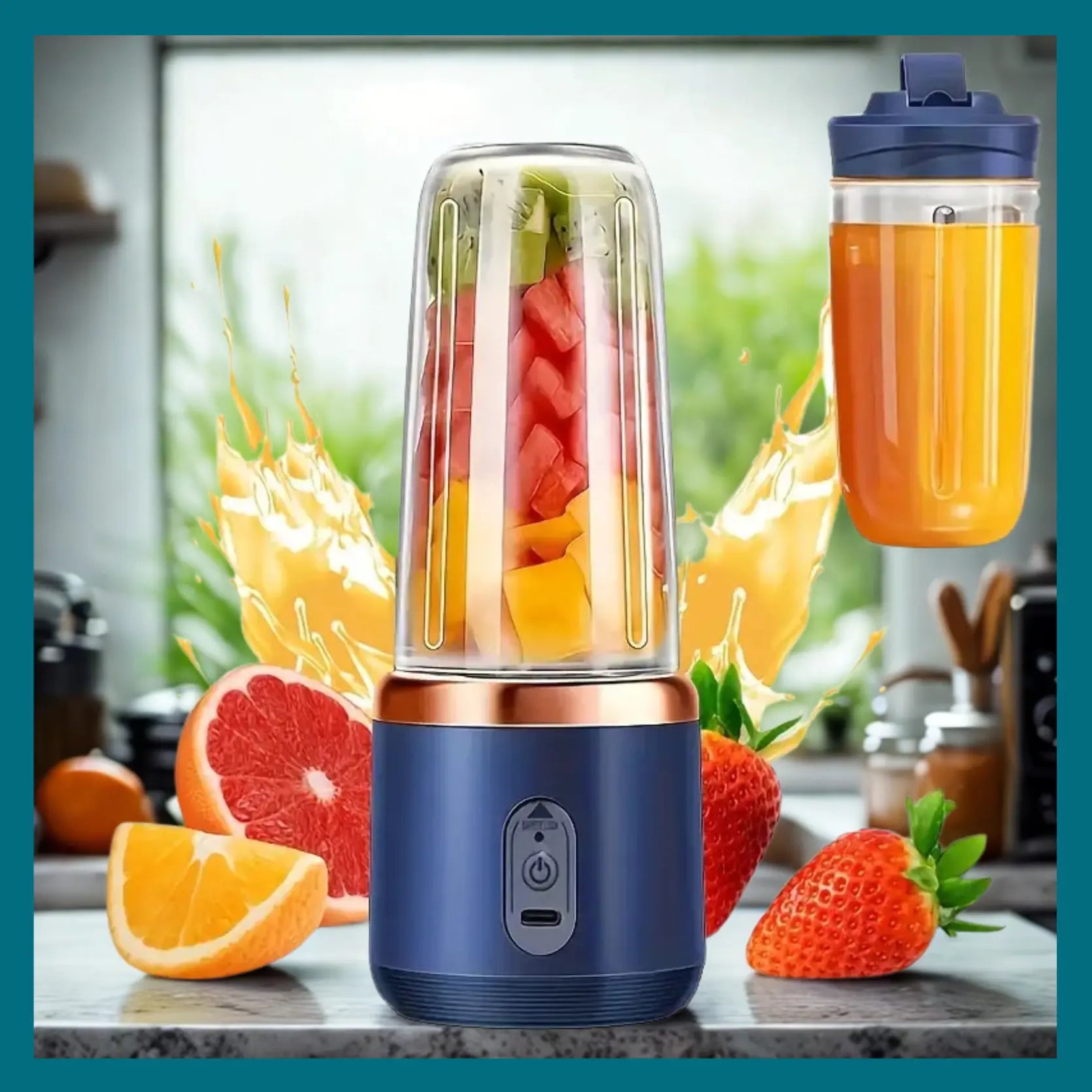 Blender Portable, 400ML Smoothie Mixer avec Tasses, Brosses et 6 Lames, Mixeur Portable, Mini Blender Smoothie pour la Préparation de Milk-Shakes, jus de Fruits, Smoothies Gadgetsdecooking