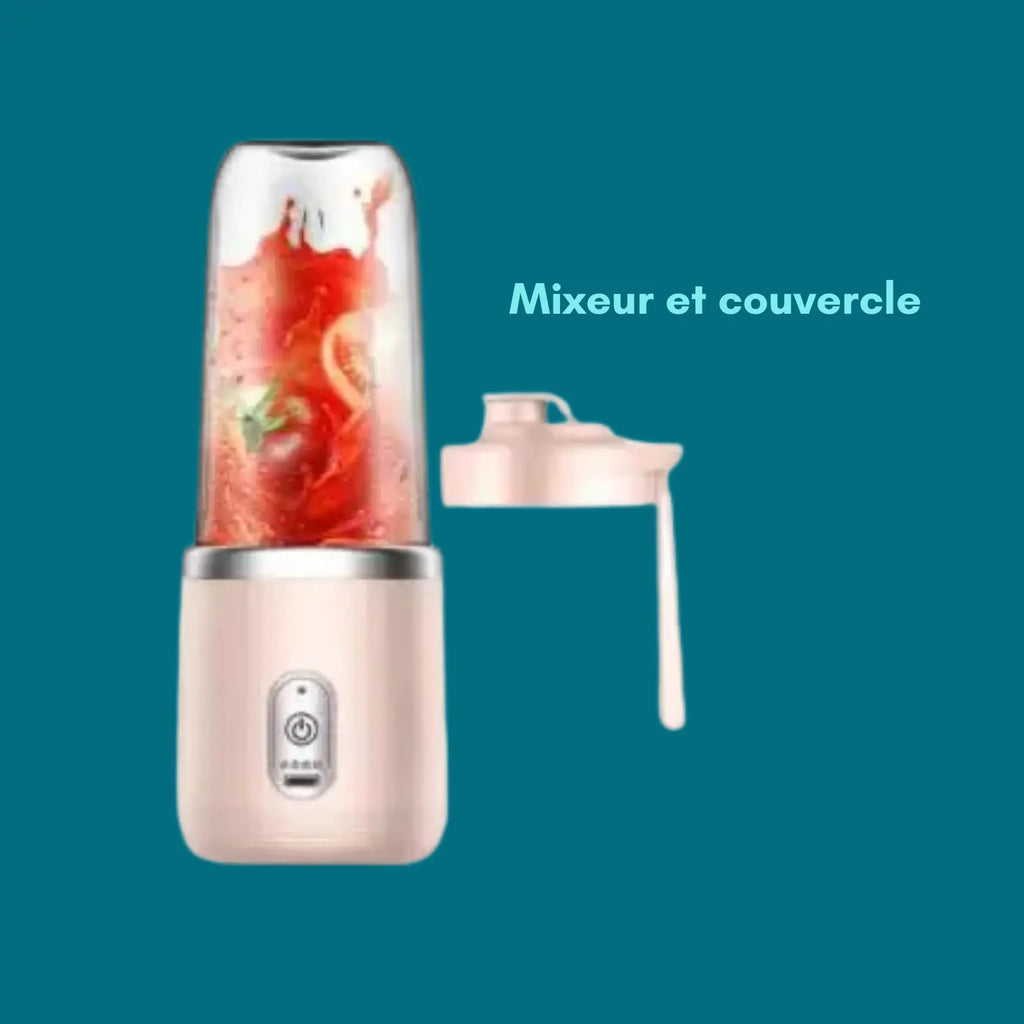 Blender Portable, 400ML Smoothie Mixer avec Tasses, Brosses et 6 Lames, Mixeur Portable, Mini Blender Smoothie pour la Préparation de Milk-Shakes, jus de Fruits, Smoothies Gadgetsdecooking