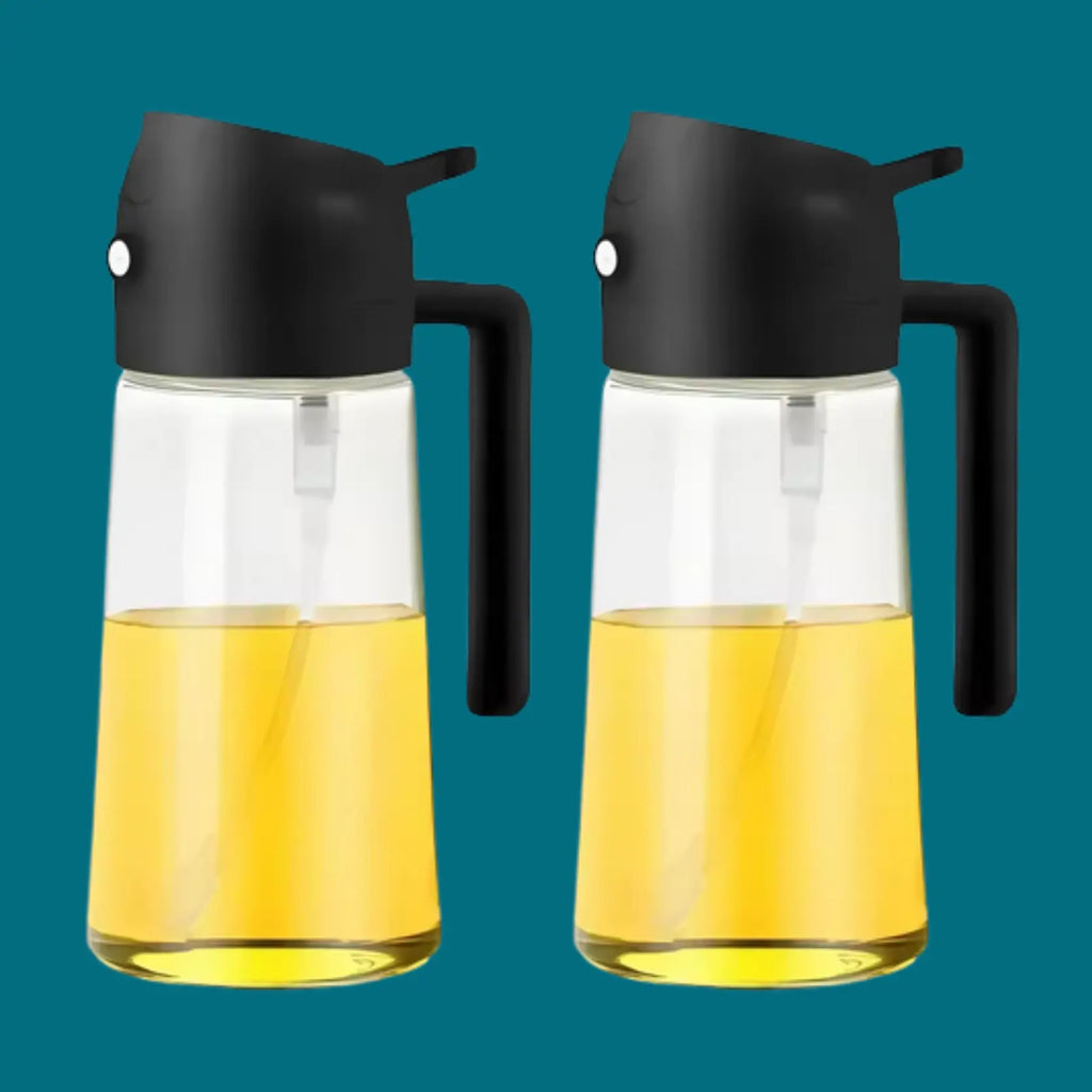 Flacons distributeur d'huile d'olive 2 en 1 de 500 ml, réservoir de pulvérisation d'huile de cuisson, barbecue, pâtisserie, pique-nique Gadgetsdecooking