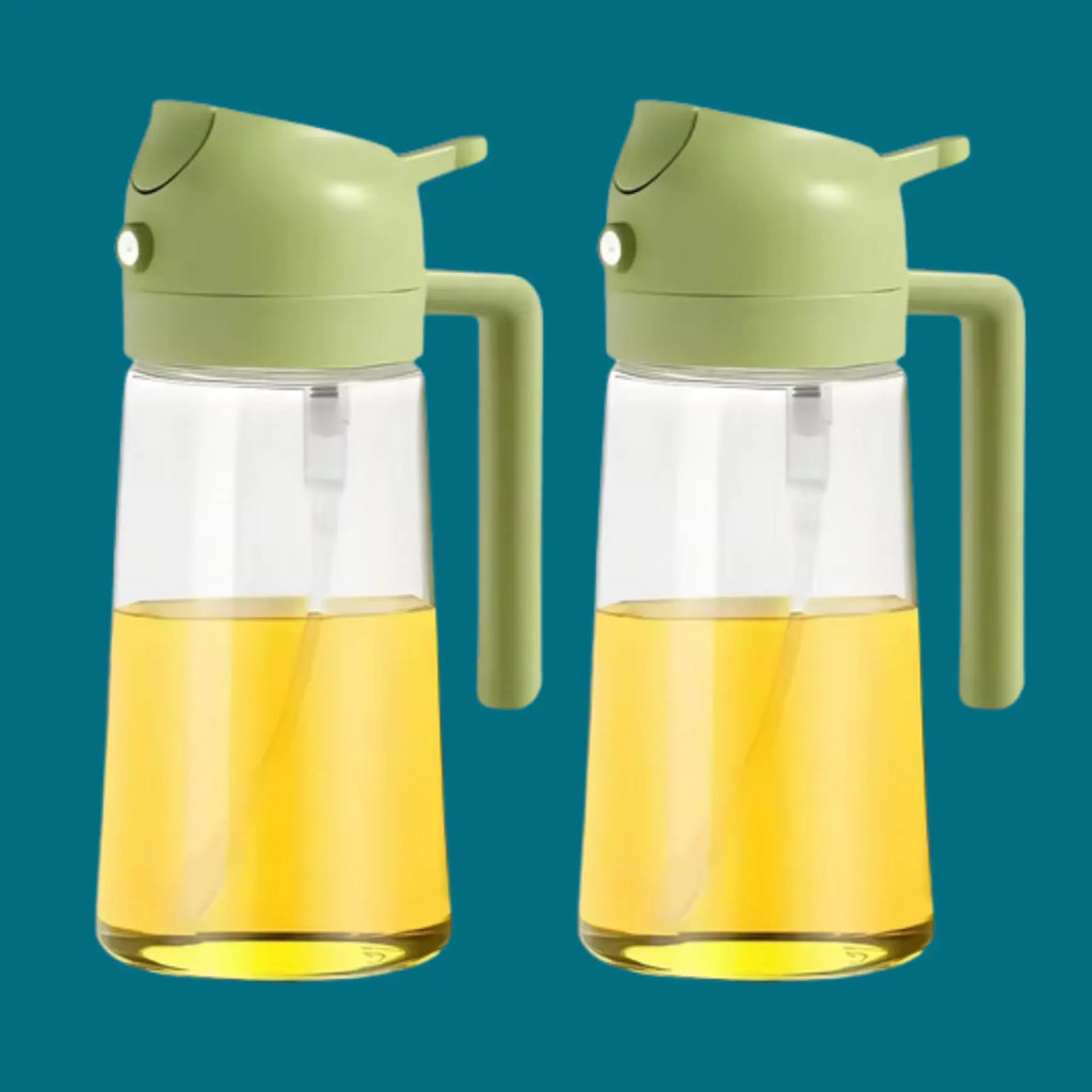Flacons distributeur d'huile d'olive 2 en 1 de 500 ml, réservoir de pulvérisation d'huile de cuisson, barbecue, pâtisserie, pique-nique Gadgetsdecooking