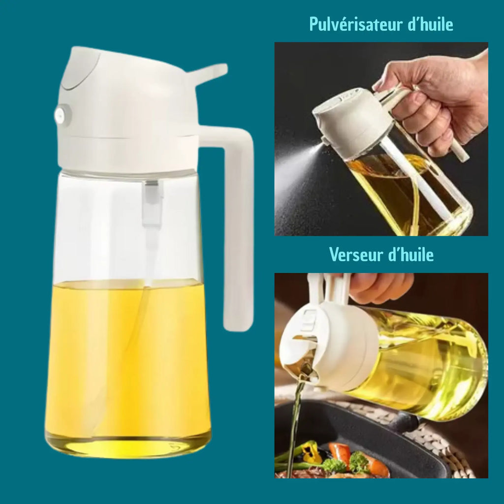 Flacons distributeur d'huile d'olive 2 en 1 de 500 ml, réservoir de pulvérisation d'huile de cuisson, barbecue, pâtisserie, pique-nique Gadgetsdecooking