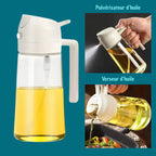 Flacons distributeur d'huile d'olive 2 en 1 de 500 ml, réservoir de pulvérisation d'huile de cuisson, barbecue, pâtisserie, pique-nique Gadgetsdecooking