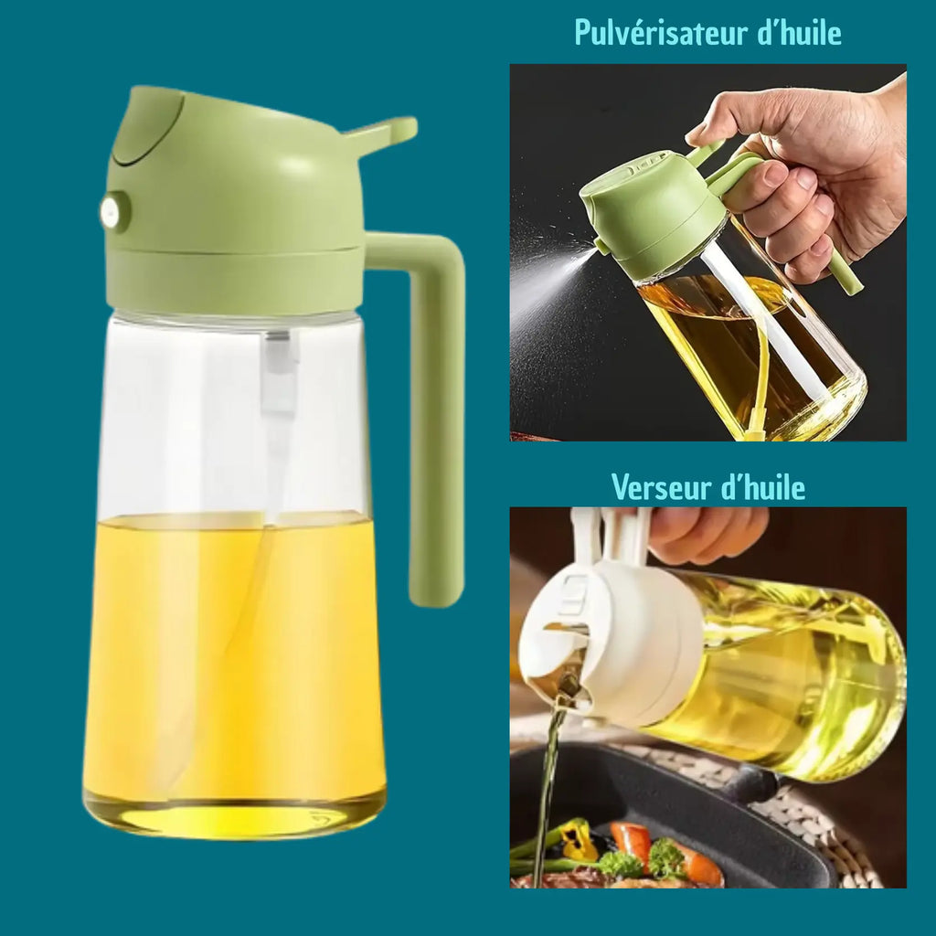 Flacons distributeur d'huile d'olive 2 en 1 de 500 ml, réservoir de pulvérisation d'huile de cuisson, barbecue, pâtisserie, pique-nique Gadgetsdecooking