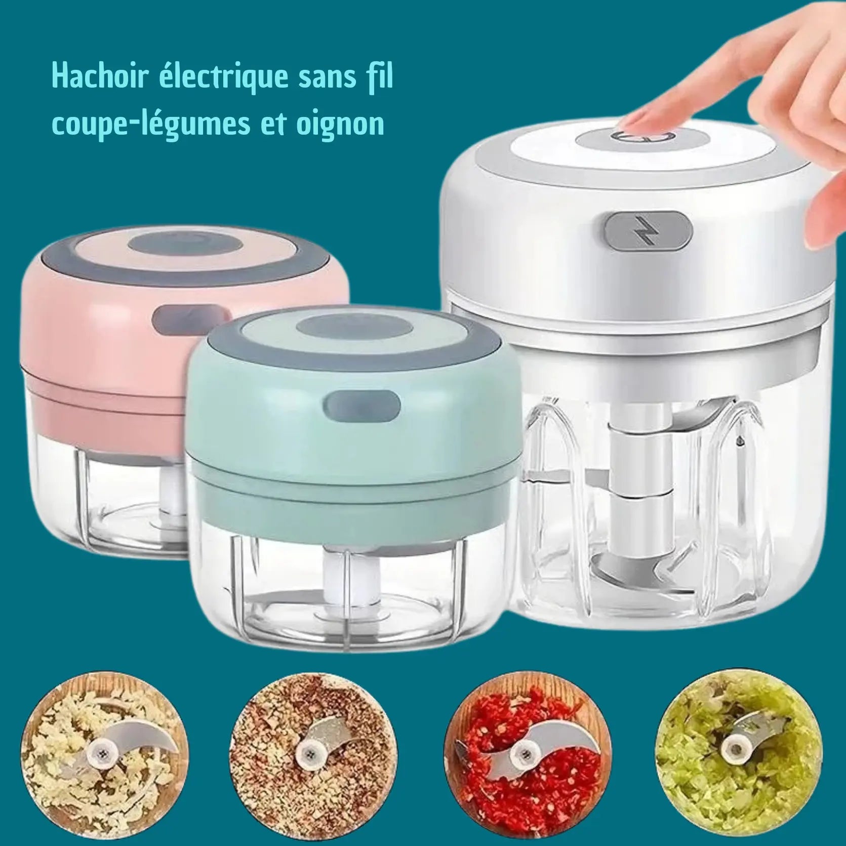 Hachoir à viande électrique, hachoir rotatif, broyeur à presse, coupe-légumes et oignon, accessoires de cuisine, 100ml, 250ml Gadgetsdecooking