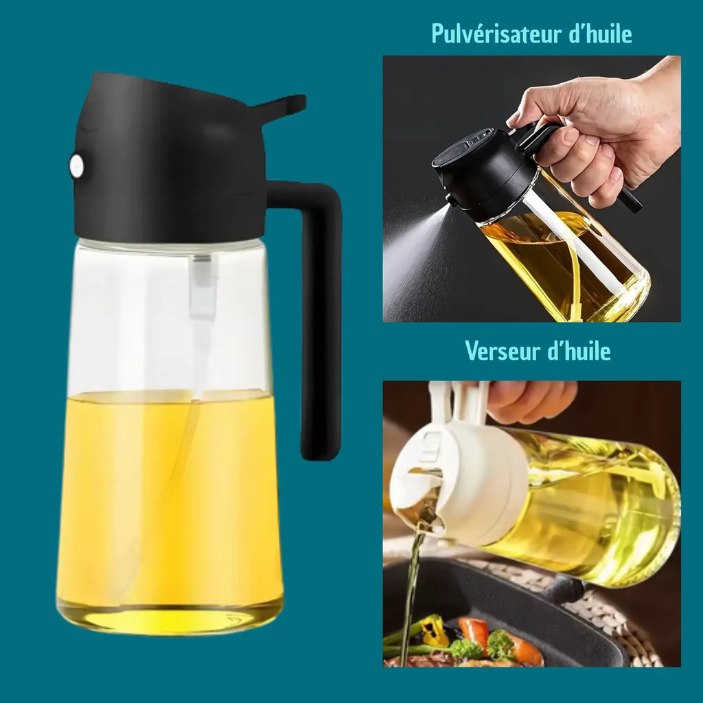 Flacons distributeur d'huile d'olive 2 en 1 de 500 ml, réservoir de pulvérisation d'huile de cuisson, barbecue, pâtisserie, pique-nique Gadgetsdecooking