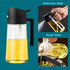 Flacons distributeur d'huile d'olive 2 en 1 de 500 ml, réservoir de pulvérisation d'huile de cuisson, barbecue, pâtisserie, pique-nique Gadgetsdecooking