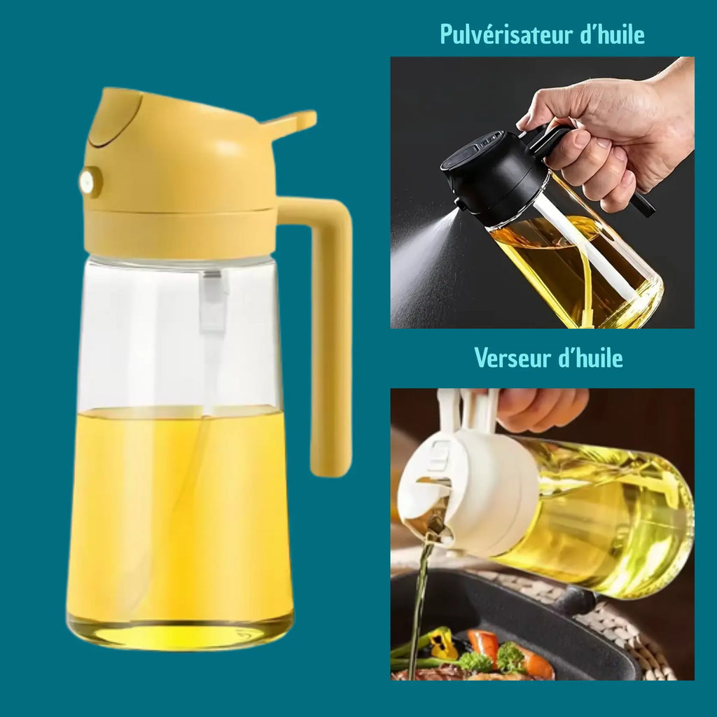 Flacons distributeur d'huile d'olive 2 en 1 de 500 ml, réservoir de pulvérisation d'huile de cuisson, barbecue, pâtisserie, pique-nique Gadgetsdecooking