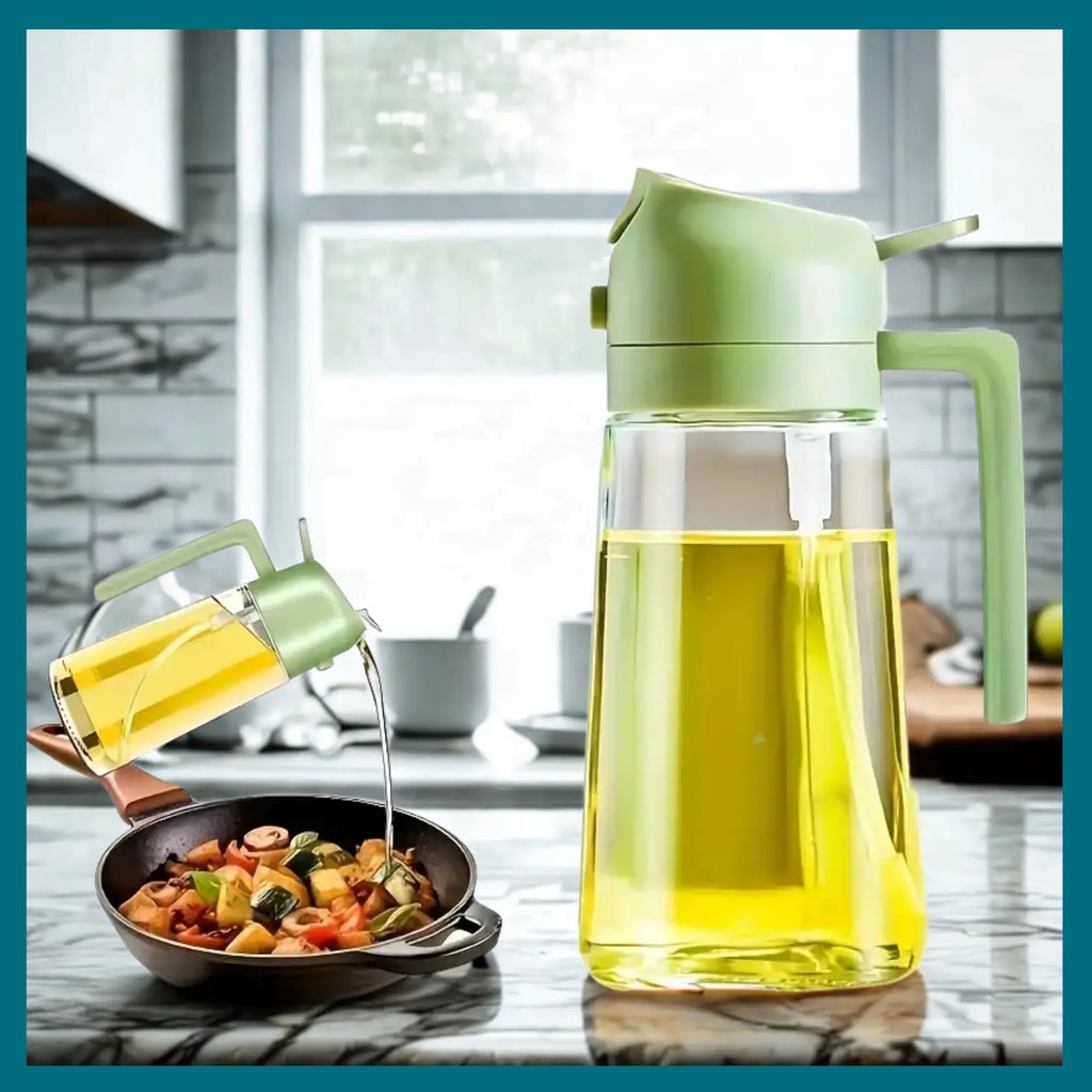 Flacons distributeur d'huile d'olive 2 en 1 de 500 ml, réservoir de pulvérisation d'huile de cuisson, barbecue, pâtisserie, pique-nique Gadgetsdecooking