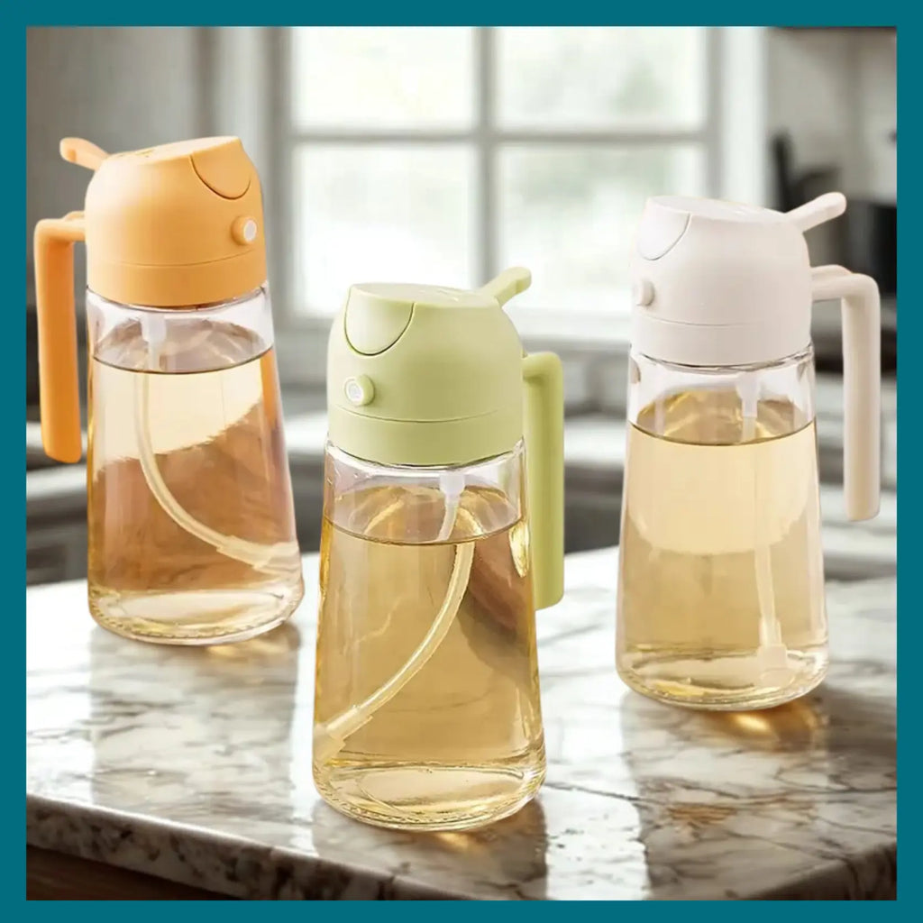 Flacons distributeur d'huile d'olive 2 en 1 de 500 ml, réservoir de pulvérisation d'huile de cuisson, barbecue, pâtisserie, pique-nique Gadgetsdecooking
