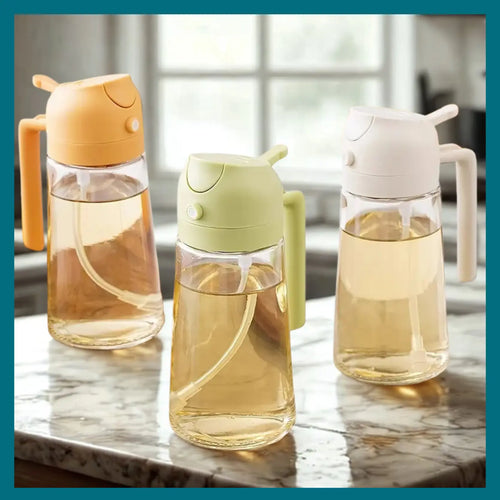 Flacons distributeur d'huile d'olive 2 en 1 de 500 ml, réservoir de pulvérisation d'huile de cuisson, barbecue, pâtisserie, pique-nique Gadgetsdecooking