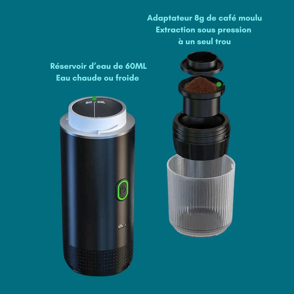 3 en 1 Cafetière Portable, Multi Capsules, 4 à 6 Minutes d'Auto-Chauffage, Petites Capsules, Grandes Capsules, Café Moulu Gadgetsdecooking