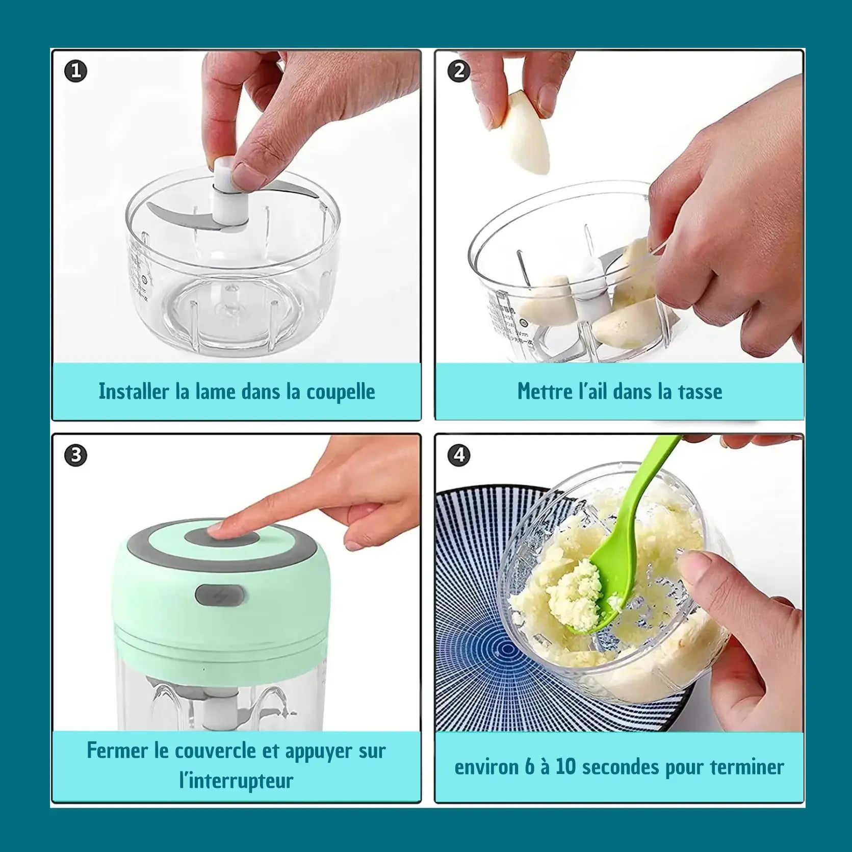 Hachoir à viande électrique, hachoir rotatif, broyeur à presse, coupe-légumes et oignon, accessoires de cuisine, 100ml, 250ml Gadgetsdecooking